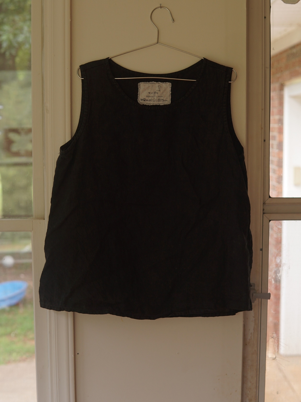 Npl Prague Deepest Black Linen Sleeveless Tank Top